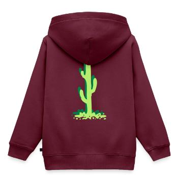 Kaktus Cactus Kakteen - Kinder Premium Organic Hoodie - Burgunderrot - Hinten - AI Model Kid Female (0cm)