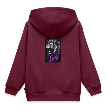 Löwe Leo - Kinder Premium Organic Hoodie - Burgunderrot - Hinten - AI Model Kid Female (0cm)