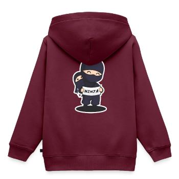 Ninja - Kinder Premium Organic Hoodie - Burgunderrot - Hinten - AI Model Kid Female (0cm)