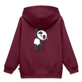 Hängender Comic Panda - Kinder Premium Organic Hoodie - Burgunderrot - Hinten - AI Model Kid Female (0cm)