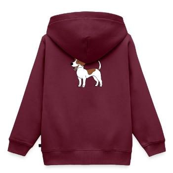JACK RUSSELL - Kinder Premium Organic Hoodie - Burgunderrot - Hinten - AI Model Kid Female (0cm)