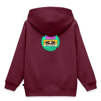 TECH HOUSE MUSIKKASSETTE - Kinder Premium Organic Hoodie - Burgunderrot - Hinten - AI Model Kid Female (0cm)