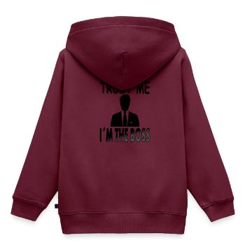 Glaube mir ich bin der Boss Anzug Krawatte Chic - Kinder Premium Organic Hoodie - Burgunderrot - Hinten - AI Model Kid Female (0cm)