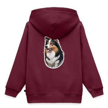 Collie - Kinder Premium Organic Hoodie - Burgunderrot - Hinten - AI Model Kid Female (0cm)
