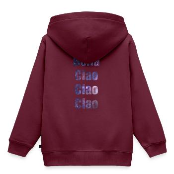 Bella Ciao - Kinder Premium Organic Hoodie - Burgunderrot - Hinten - AI Model Kid Female (0cm)