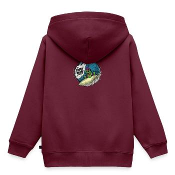 surfing surf skull the temple of surf - Kinder Premium Organic Hoodie - Burgunderrot - Hinten - AI Model Kid Female (0cm)