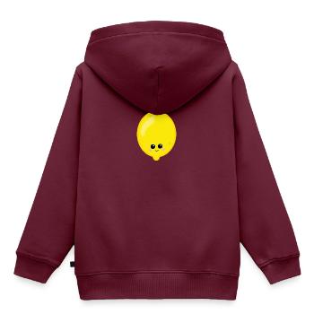 Zitrone - Kinder Premium Organic Hoodie - Burgunderrot - Hinten - AI Model Kid Female (0cm)
