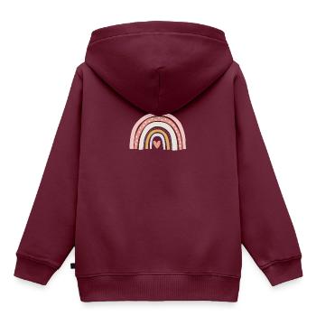 Regenbogen Herz - Kinder Premium Organic Hoodie - Burgunderrot - Hinten - AI Model Kid Female (0cm)