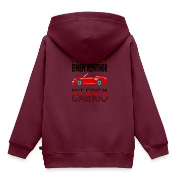 Rentner mit Cabrio Cabriolet-Fahrer Geschenkidee - Kinder Premium Organic Hoodie - Burgunderrot - Hinten - AI Model Kid Female (0cm)