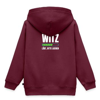 Schlechter Witz Antiwitz Schlechter Humor - Kinder Premium Organic Hoodie - Burgunderrot - Hinten - AI Model Kid Female (0cm)