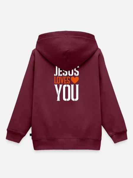 Jesus liebt dich herz - Kinder Premium Organic Hoodie - Burgunderrot