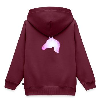 Wildpferd Wildpferde reiten Reiter Geschenk Gestüt - Kinder Premium Organic Hoodie - Burgunderrot - Hinten - AI Model Kid Female (0cm)