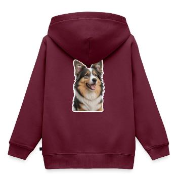 Collie - Kinder Premium Organic Hoodie - Burgunderrot - Hinten - AI Model Kid Female (0cm)