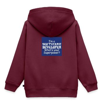 Software Entwickler - Kinder Premium Organic Hoodie - Burgunderrot - Hinten - AI Model Kid Female (0cm)