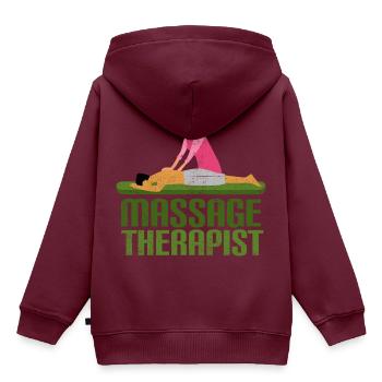Vintage Massage - Kinder Premium Organic Hoodie - Burgunderrot - Hinten - AI Model Kid Female (0cm)