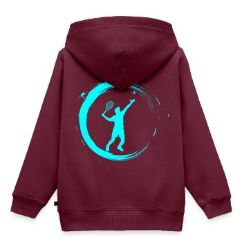 Badminton - Kinder Premium Organic Hoodie - Burgunderrot - Hinten - AI Model Kid Female (0cm)