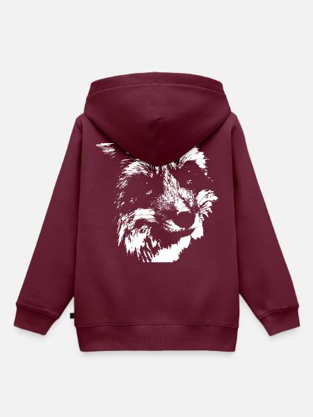 Fuchs schwarz und weiß - Kinder Premium Organic Hoodie - Burgunderrot