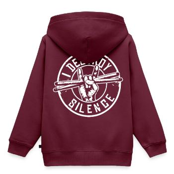 Schlagzeug Schlagzeuger Musiker Spruch - Kinder Premium Organic Hoodie - Burgunderrot - Hinten - AI Model Kid Female (0cm)