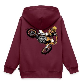 Motocross Motorrad Biker Motorsport dirt Bike - Kinder Premium Organic Hoodie - Burgunderrot - Hinten - AI Model Kid Female (0cm)