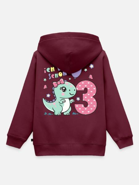 3. Geburtstag niedlicher Dino Mädchen Geschenk - Kinder Premium Organic Hoodie - Burgunderrot