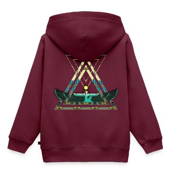 Geometrische Göttin Isis - Kinder Premium Organic Hoodie - Burgunderrot - Hinten - AI Model Kid Female (0cm)