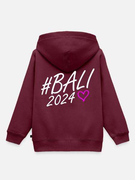 Bali 2024 Herz Reise - Kinder Premium Organic Hoodie - Burgunderrot