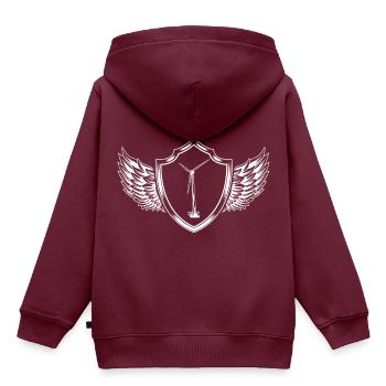 Windrad Schild Energie - Kinder Premium Organic Hoodie - Burgunderrot - Hinten - AI Model Kid Female (0cm)