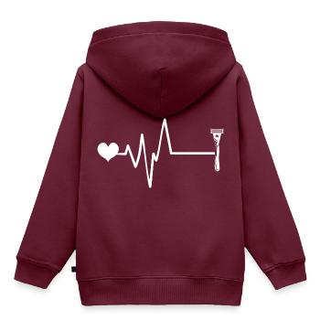 Rasierklinge Puls Herz Liebe - Kinder Premium Organic Hoodie - Burgunderrot - Hinten - AI Model Kid Female (0cm)