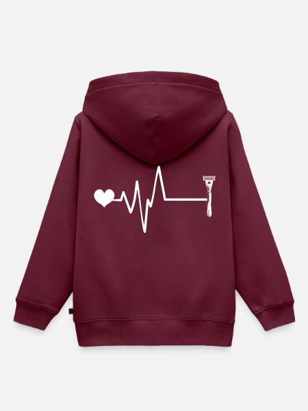 Rasierklinge Puls Herz Liebe - Kinder Premium Organic Hoodie - Burgunderrot