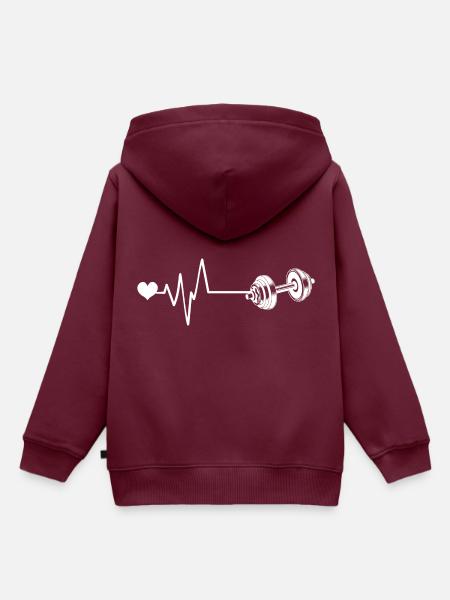 Hantel Puls Liebe - Kinder Premium Organic Hoodie - Burgunderrot