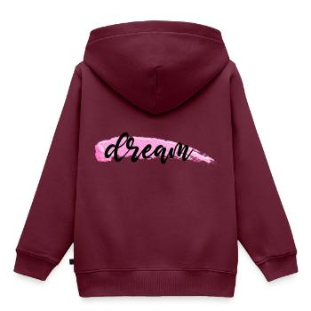 Traum - Kinder Premium Organic Hoodie - Burgunderrot - Hinten - AI Model Kid Female (0cm)