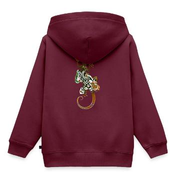 Echse - Kinder Premium Organic Hoodie - Burgunderrot - Hinten - AI Model Kid Female (0cm)