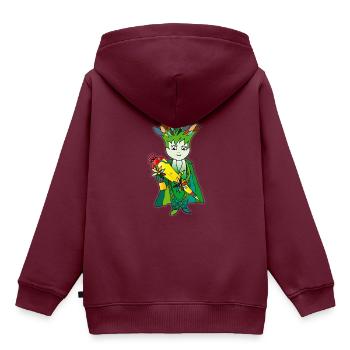 Hurra Schulbeginn - Kinder Premium Organic Hoodie - Burgunderrot - Hinten - AI Model Kid Female (0cm)