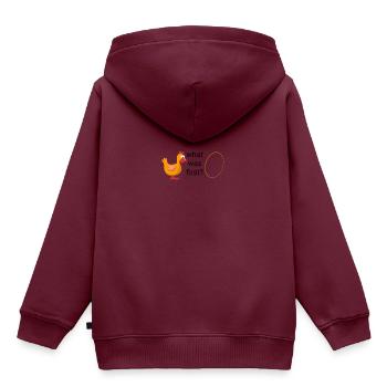 Hen or egg - Kinder Premium Organic Hoodie - Burgunderrot - Hinten - AI Model Kid Female (0cm)