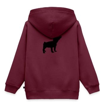 FRANZÖSISCHE BULLDOGGE SCHATTEN - Kinder Premium Organic Hoodie - Burgunderrot - Hinten - AI Model Kid Female (0cm)