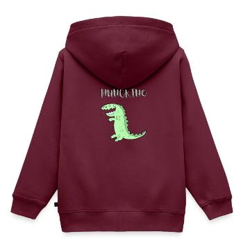 HUNGRINO der hungrige Dino - Kinder Premium Organic Hoodie - Burgunderrot - Hinten - AI Model Kid Female (0cm)