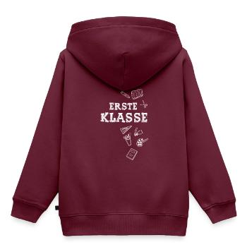 erste Klasse - Kinder Premium Organic Hoodie - Burgunderrot - Hinten - AI Model Kid Female (0cm)