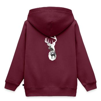 Hirsch in Hirsche - Kinder Premium Organic Hoodie - Burgunderrot - Hinten - AI Model Kid Female (0cm)