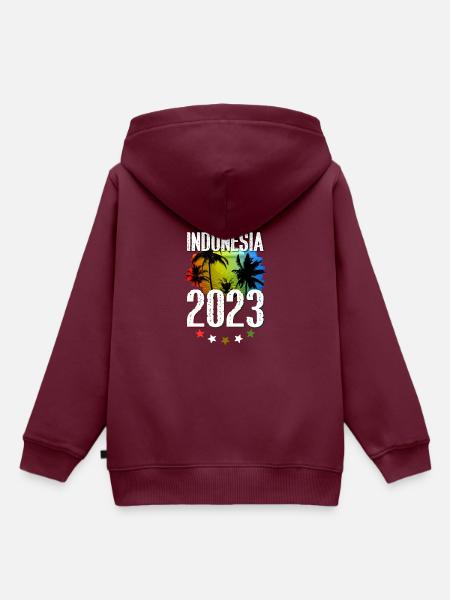 Indonesia 2023 - Kinder Premium Organic Hoodie - Burgunderrot