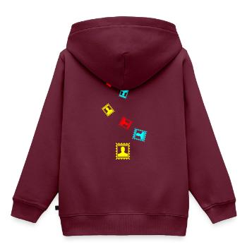 Briefmarke icon - Kinder Premium Organic Hoodie - Burgunderrot - Hinten - AI Model Kid Female (0cm)