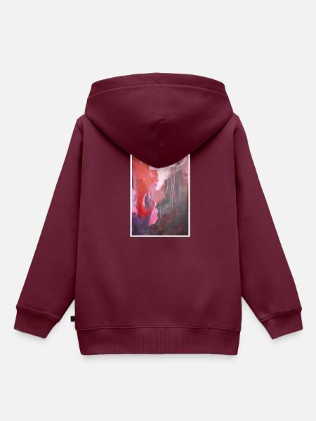 Original Kunstdruck "Phenix" - Kinder Premium Organic Hoodie - Burgunderrot