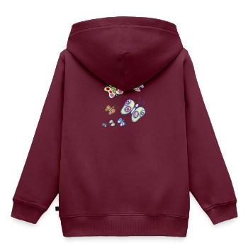 Schmetterlinge der Freude - Kinder Premium Organic Hoodie - Burgunderrot - Hinten - AI Model Kid Female (0cm)