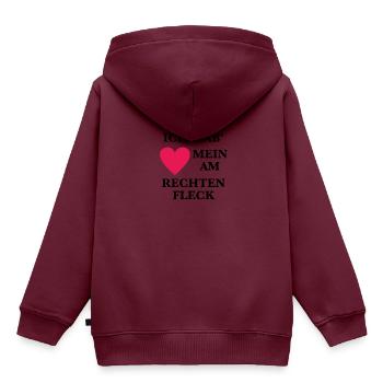 Herz am Rechten Fleck - Kinder Premium Organic Hoodie - Burgunderrot - Hinten - AI Model Kid Female (0cm)