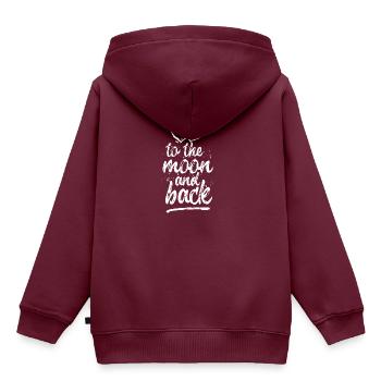 Liebe dich "auf den Mond und zurück" - weiß - Kinder Premium Organic Hoodie - Burgunderrot - Hinten - AI Model Kid Female (0cm)