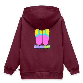 Beach Day Flip Flop in Sommerfarben - Kinder Premium Organic Hoodie - Burgunderrot - Hinten - AI Model Kid Female (0cm)