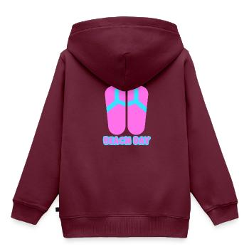 Beach Day Flip Flop in rosa/blau - Kinder Premium Organic Hoodie - Burgunderrot - Hinten - AI Model Kid Female (0cm)