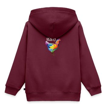 Colourful Hen Bunte Henne - Kinder Premium Organic Hoodie - Burgunderrot - Hinten - AI Model Kid Female (0cm)