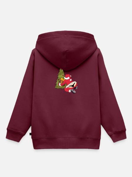 Weihnachtsmann String Weihnachsbaum Bescherung - Kinder Premium Organic Hoodie - Burgunderrot