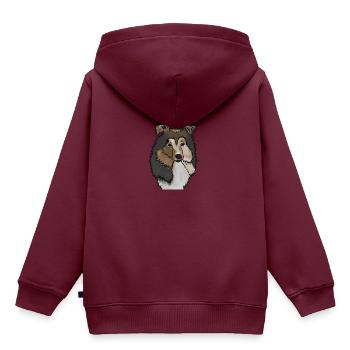 Langhaar Collie Mama | Collie Rough Collies - Kinder Premium Organic Hoodie - Burgunderrot - Hinten - AI Model Kid Female (0cm)