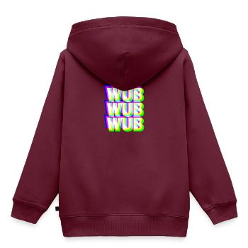 WUB WUB Dubstep Techno Rave Headbanger DJ Geschenk - Kinder Premium Organic Hoodie - Burgunderrot - Hinten - AI Model Kid Female (0cm)
